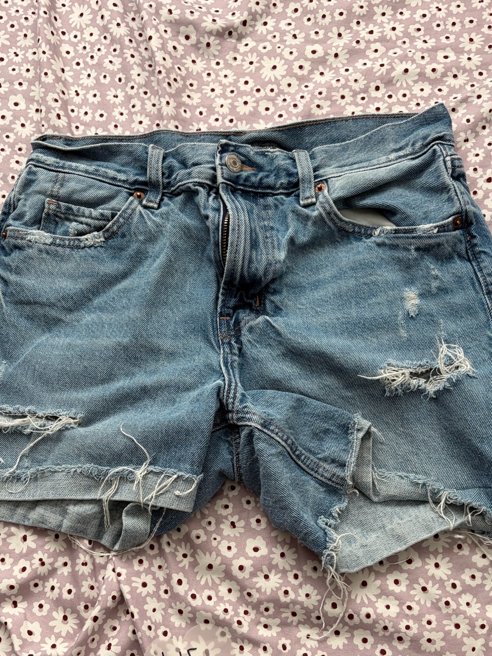 Old Navy Distressed Light Blue Denim Shorts